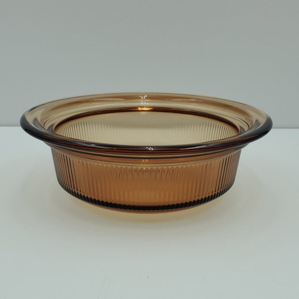 Corningware Vision Amber Ribbed Casserole Dish V-30-B 24 oz 750 ml